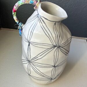 Anthropologie Vase, by Anna Westerlund.  Ceramic Star Vase with Colorful Handle